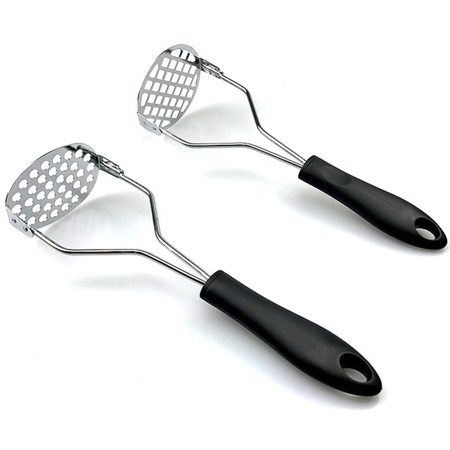 Stainless Steel Pusher/Potato Masher With Broad Mashing Plate
