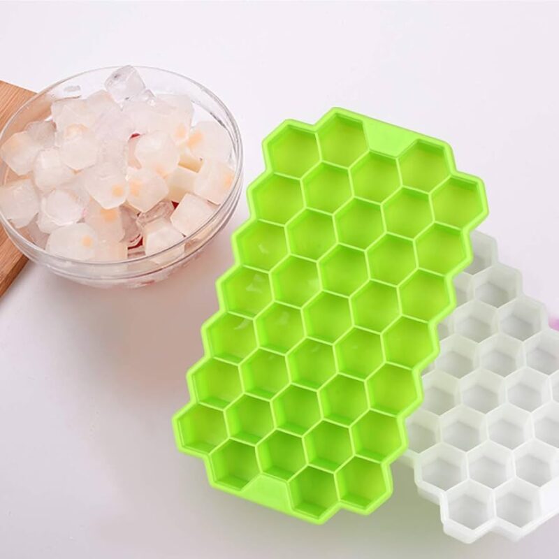 Silicone Hexagonal Icecube Tray With Plastic Lid