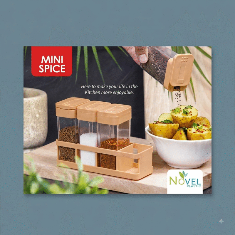 4-Piece Mini Spice Jar Set with Tray Stand
