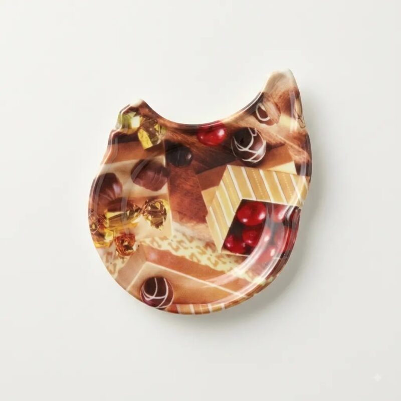 6-Piece Mini Dessert & Coaster Plate Set - Chocolate Printed Design