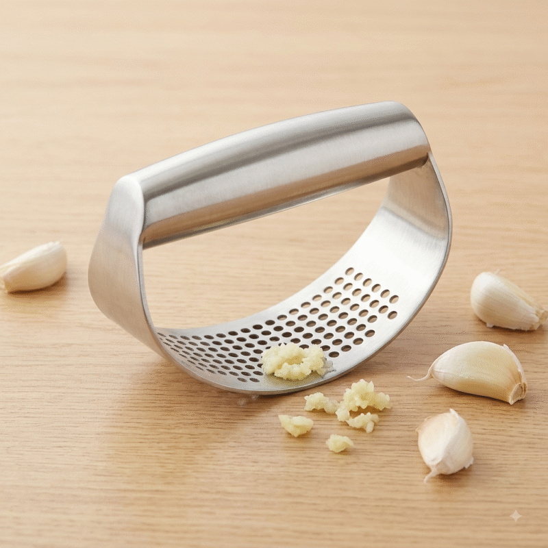 Stainless Steel Garlic Press Rocker & Ginger Crusher Tool