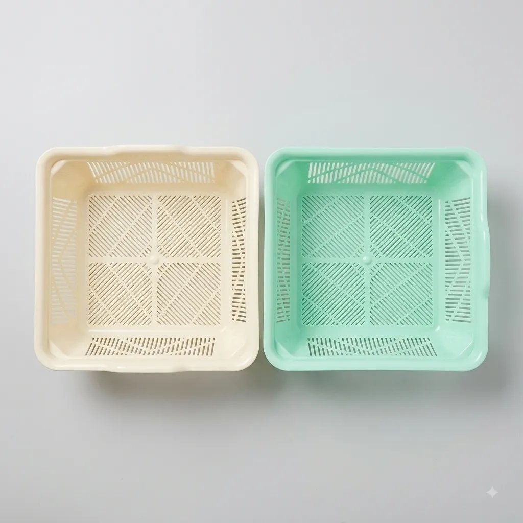 Square Plastic Storage Basket - Multipurpose Kitchen Drainer & Organizer